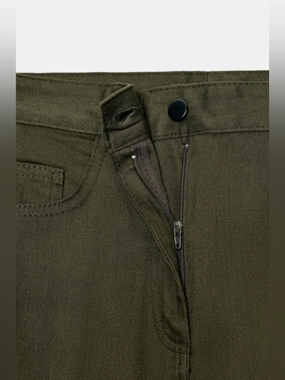 Zara Olive Green Balloon Jeans Denim Trousers - Picture 3 of 16